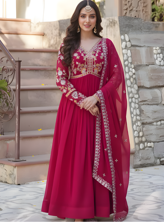 Premium Party Wear Long Gown – Soft Georgette with Sequence Embroidery