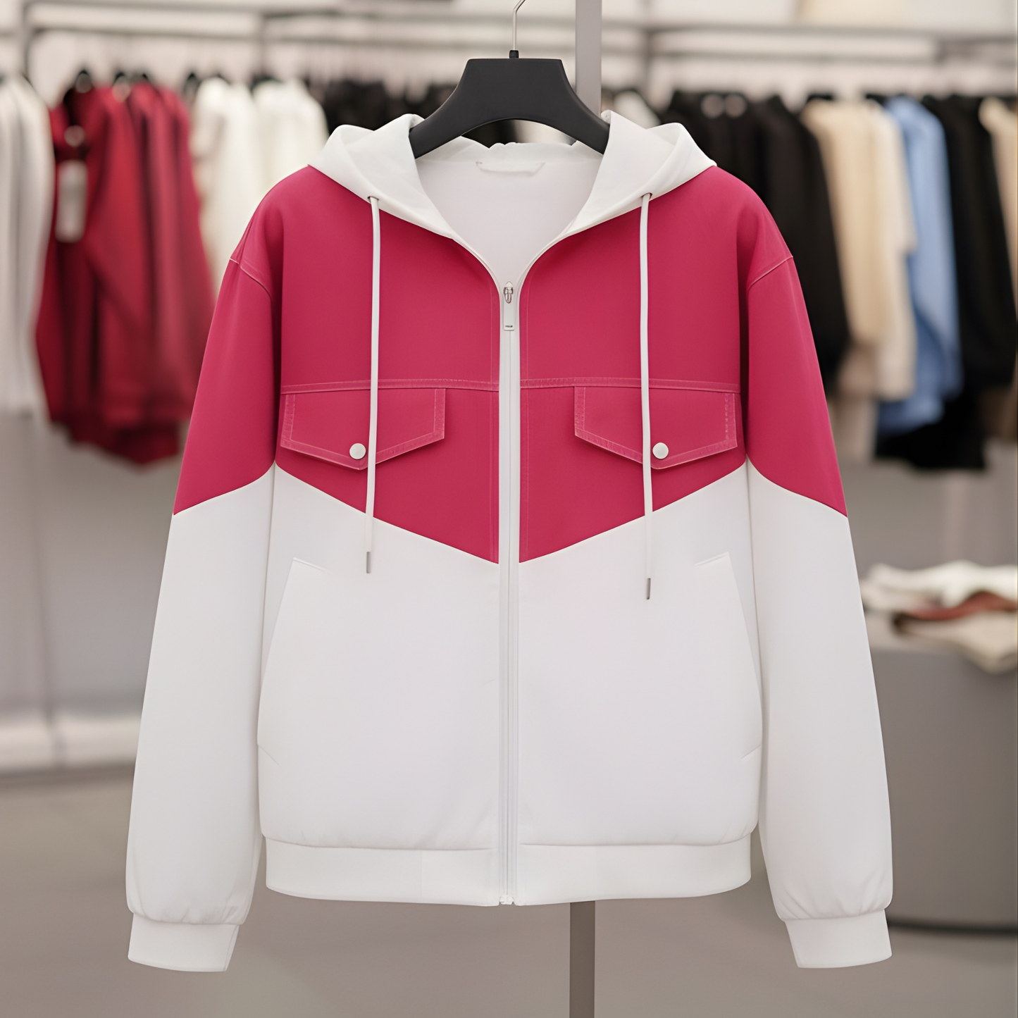 Ladies Stylish Denim & Cotton Zip-Up Jacket