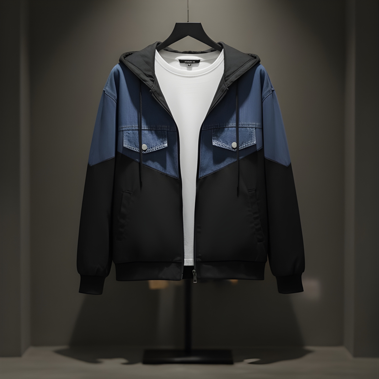 Ladies Stylish Denim & Cotton Zip-Up Jacket